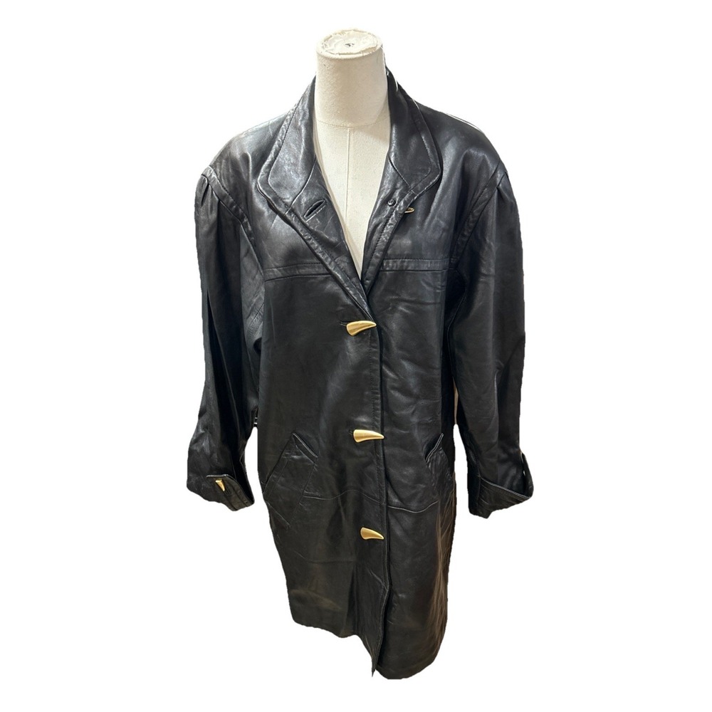 jacqueline Ferrar leather Coat Women's Medium Black Long